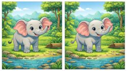 Observation Game: Spot Differences in Elephant Pictures